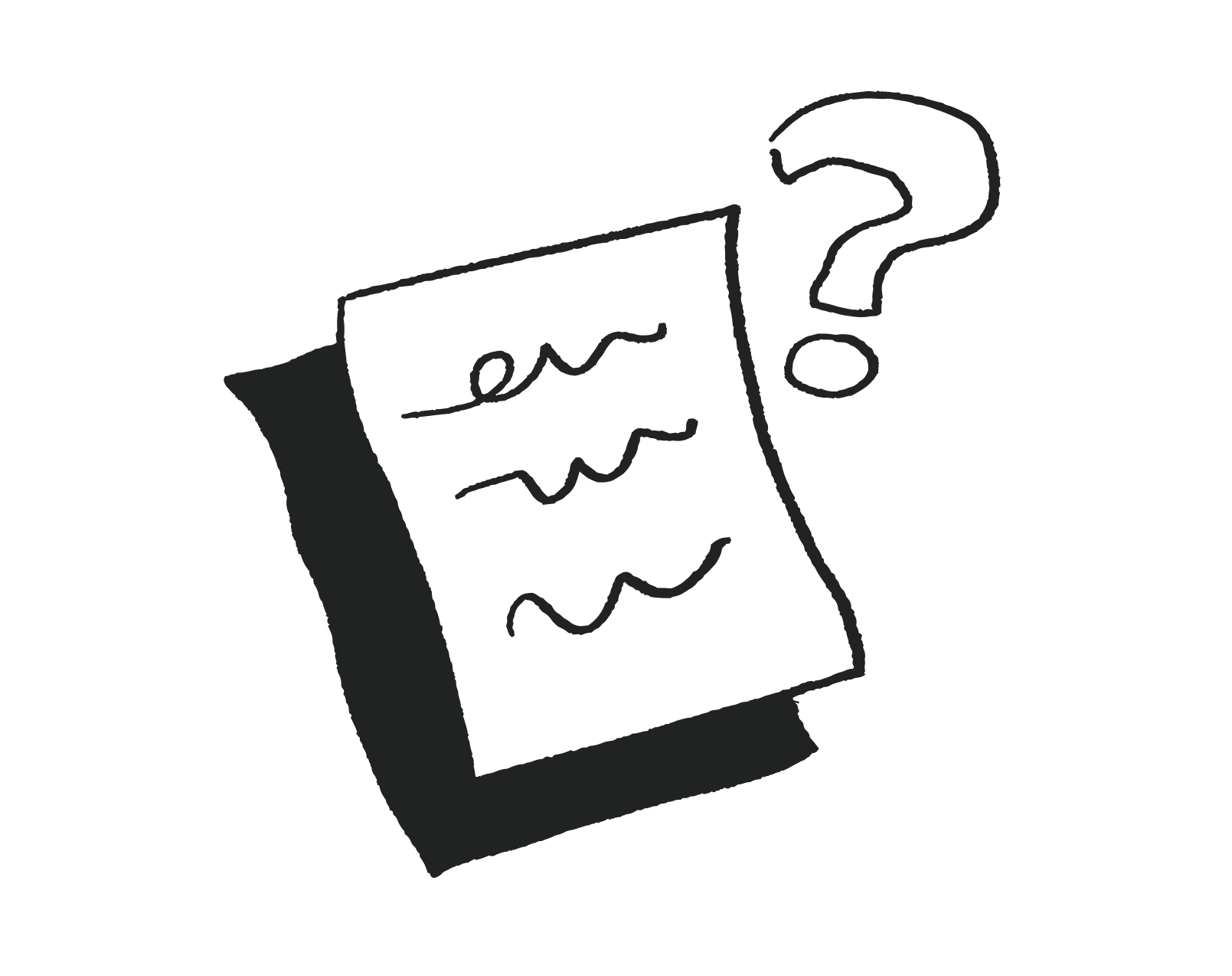 Illustration d'un document avec un point d'interrogation.